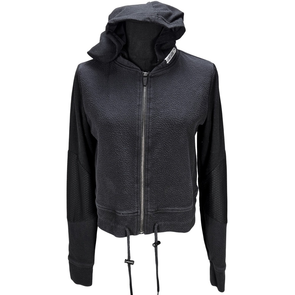 Women's Gymshark Size XS Black Full Zip Textured Hooded Jacket Activewear
